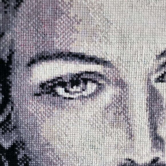 Hand Embroidered Jesus Christ Portrait Needlepoint Stitched Canvas Tapestry - Picture 7 of 7